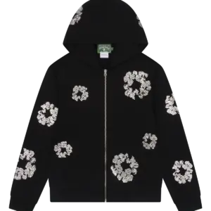 Black Cashmere Swarovski Zipper Hoodie