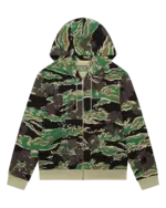 Green Camo Cotton Wreath Zipper Hoodie