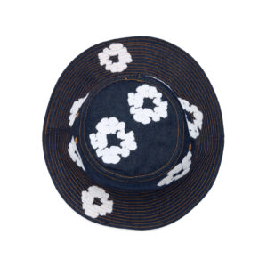 Denim Cotton Wreath Bucket Hat Washed Indigo