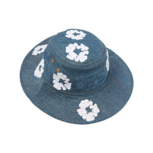 Denim Cotton Wreath Bucket Hat Light Wash