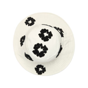 Denim Cotton Wreath Bucket Hat White