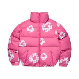 Cotton Wreath Puffer Jacket Pink