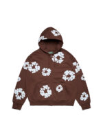 Cotton Wreath Zip Hoodie Brown