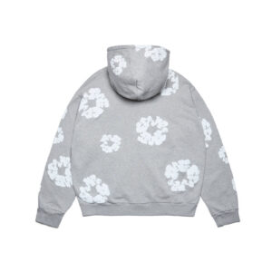 Cotton Wreath Zip Hoodie Grey