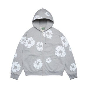 Cotton Wreath Zip Hoodie Grey