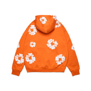 Cotton Wreath Zip Hoodie Orange