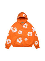 Cotton Wreath Zip Hoodie Orange