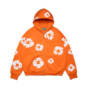Cotton Wreath Zip Hoodie Orange