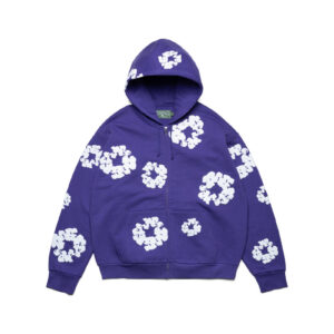 Cotton Wreath Zip Hoodie Purple