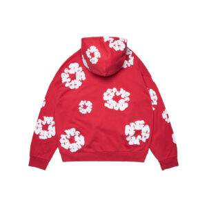 Cotton Wreath Zip Hoodie Red