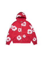 Cotton Wreath Zip Hoodie Red