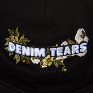 Cotton Floral Logo Bucket Hat Black