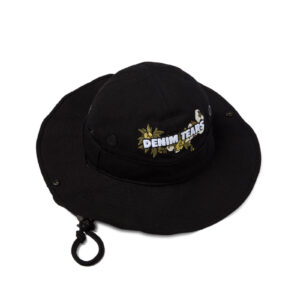 Cotton Floral Logo Bucket Hat Black