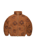 Embossed Leather Wreath Puffer Brown