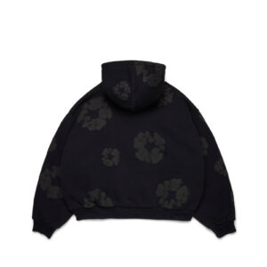 Cotton Wreath Cardigan Hoodie Black
